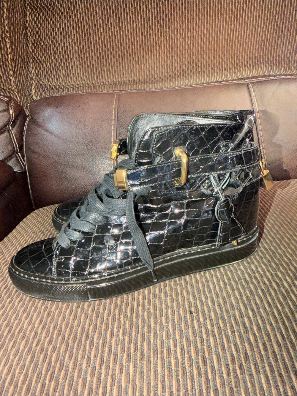 Buscemi High-Top Crocodile Sneakers